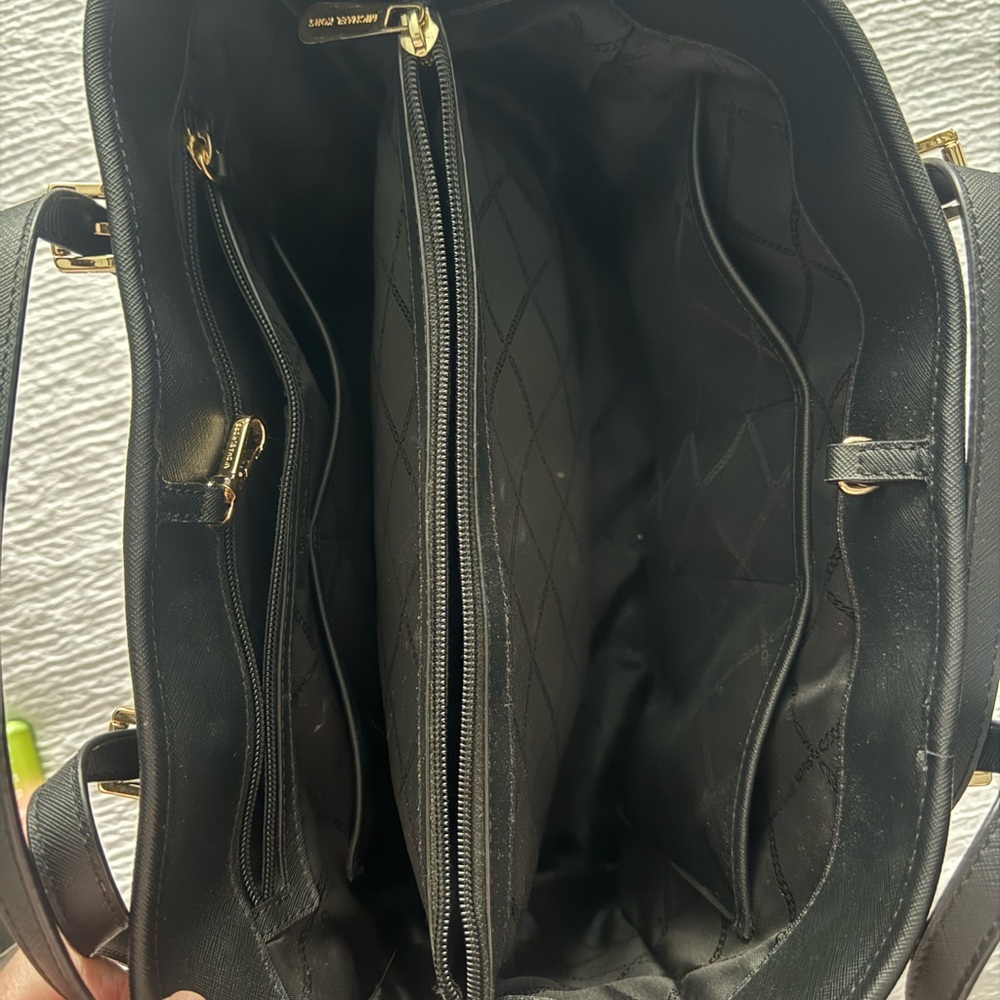 Michael Kors Black Leather Tote with Gold Hardware - Picture 3 of 10